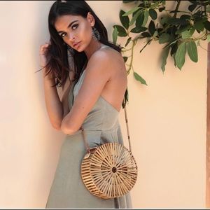 Round Bamboo Bag-Fawn